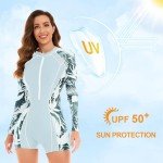Long Sleeve Womens Rash Guard One Piece Swimsuit