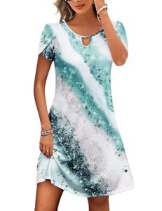 Hotouch Women's Tie Dye Mini Dress with Pockets