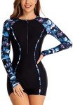 Long Sleeve Zip Up Women's Swimsuit - UV Protection