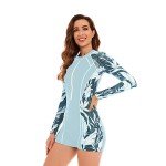 Long Sleeve Womens Rash Guard One Piece Swimsuit