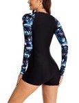 Long Sleeve Zip Up Women's Swimsuit - UV Protection