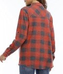 Oyamiki Shakets Women Long Sleeve Boyfriend Button Down Plaid Flannel Shirt Going Out Tops