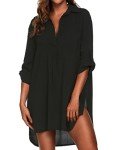 Ekouaer Women's V-Neck Swimwear Cover-Up Shirt