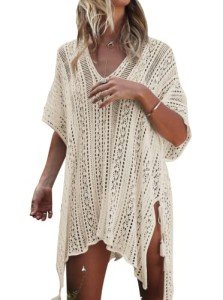 Jeasona Women's Crochet Beach Cover Up - Beige