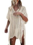 Jeasona Women's Crochet Beach Cover Up - Beige