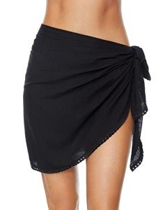 Black Sarong Cover-Up with Tassels for Women