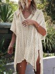 Jeasona Women's Crochet Beach Cover Up - Beige