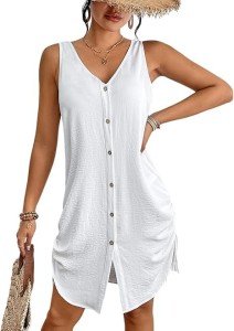 Bsubseach Women's Sleeveless Beach Coverup Dress – White