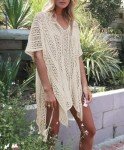 Jeasona Women's Crochet Beach Cover Up - Beige