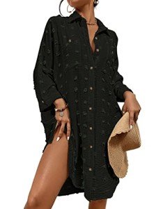 Bsubseach Women's Button Down Swimsuit Cover-Up Dress