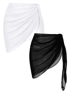 Ekouaer Women’s Sheer Beach Sarongs - Black & White