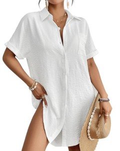 Bsubseach Women's Button Down Beach Coverup Shirt