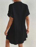 Bsubseach Women's Black Swim Cover-Up with Pockets