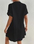 Bsubseach Women's Black Swim Cover-Up with Pockets