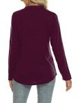 RANPHEE 3/4 Sleeve Shirts for Women Fall Deep Purple V Neck Dressy Casual Henley Tunic Tops Loose Fall Work Blouses XL