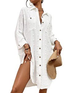 Bsubseach Women's Button Down Swim Cover Up Dress