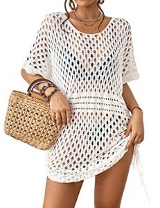 White Crochet Cover Up Dress for Women
