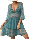 Stylish Lace V Neck Beach Cover Up Dress