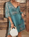Stylish Lace V Neck Beach Cover Up Dress