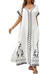 Bsubseach Women's Embroidered Beach Kaftan Coverup
