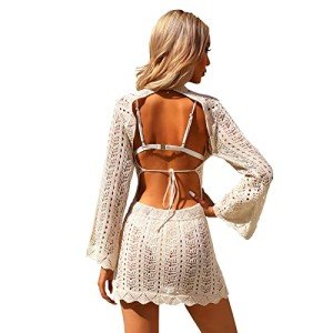 KAYIN Women's Beige Crochet Bathing Suit Cover-Up