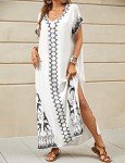 Bsubseach Women's Embroidered Beach Kaftan Coverup