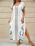 Bsubseach Women's Embroidered Beach Kaftan Coverup