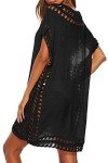 Black Crochet Chiffon Beach Cover-Up for Women