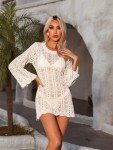 KAYIN Women's Beige Crochet Bathing Suit Cover-Up