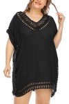 Black Crochet Chiffon Beach Cover-Up for Women