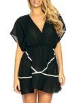 Women's Black Chiffon Beach Cover-Up Dress