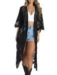 Black Mesh Cardigan Kimono Beach Cover Up