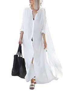 Bsubseach Women's White Beach Cover-Up Kimono Top