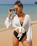White Long Sleeve Swim Cover-Up for Women