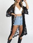 Black Mesh Cardigan Kimono Beach Cover Up
