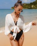 White Long Sleeve Swim Cover-Up for Women