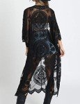 Black Mesh Cardigan Kimono Beach Cover Up