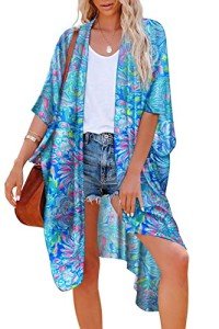 Hibluco Women's Floral Sheer Kimono Cardigan