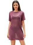 Sheer Mesh Beach Cover Up - Purplish Medium