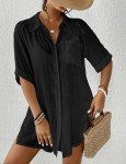 Embroidered Button Down Swim Cover Up for Women
