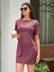 Sheer Mesh Beach Cover Up - Purplish Medium