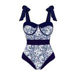 Tummy Control Vintage Swimsuit with Wrap Skirt