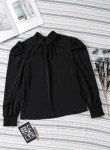 Dokotoo Womens 2023 Spring Summer Tops Mock Neck Long Puff Sleeve Tunic Top Fashion Casual Loose Shirts Turtleneck Chiffon Pullover Tops and Blouses for Women Black X-Large