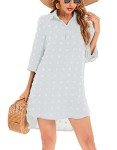 Women's V Neck White Swim Cover-Up Dress