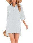 Women's V Neck White Swim Cover-Up Dress