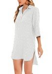 Women's V Neck White Swim Cover-Up Dress