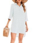 Women's V Neck White Swim Cover-Up Dress