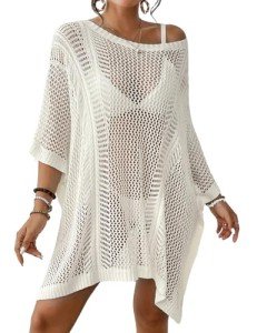 Crochet Beach Cover Up for Women in White
