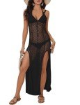 Bsubseach Women's Black Crochet Beach Cover-Up