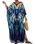 Butterfly Print Plus Size Kaftan Beach Dress